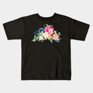 Floral Watercolor, Pink Peonies Kids T-Shirt